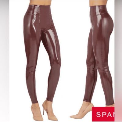 NEW SPANX LIQUID LEATHER FAUX LEATHER RED PULL UP PANTS SZ XS